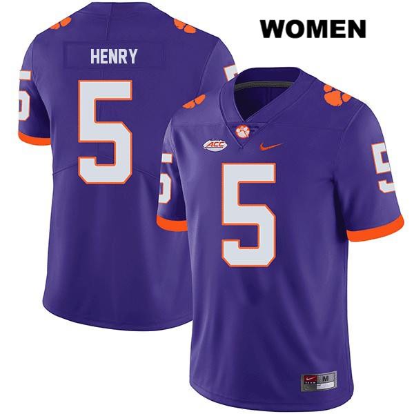 Women's Clemson Tigers #5 K.J. Henry Stitched Purple Legend Authentic Nike NCAA College Football Jersey TBO7546VW